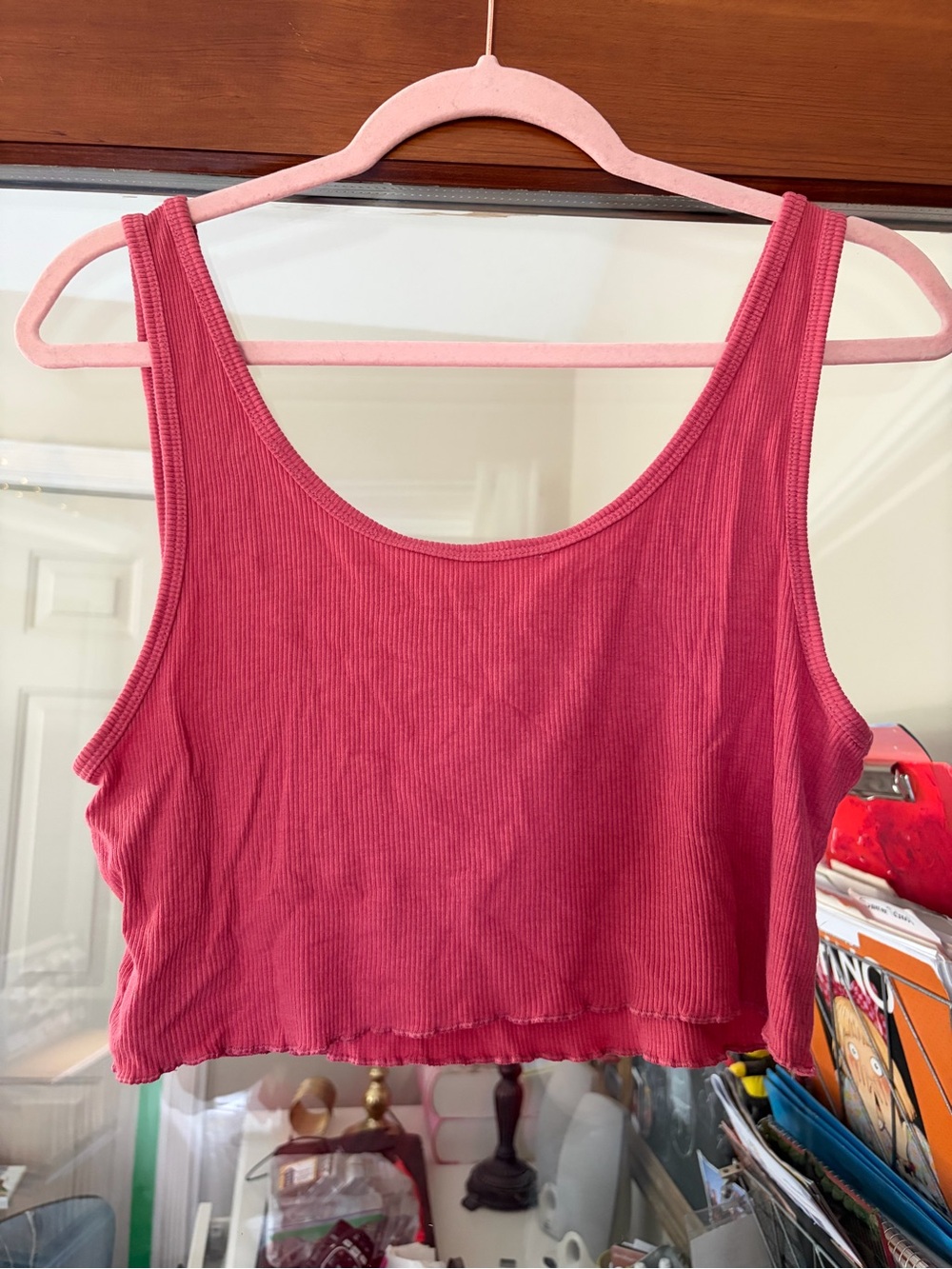 American Eagle Outfitters Raspberry Ribbed Cropped Tank - Picture 3 of 3